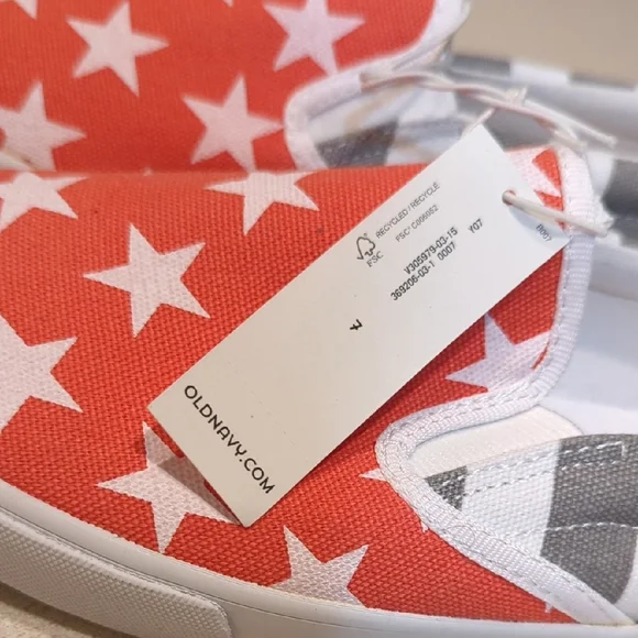 Never Worn Old Navy Kids Red and Gray Star Slip-On Shoes - Picture 4 of 4